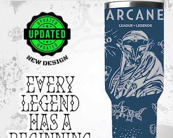 Personalized Arcane Ekko Stanley Tumbler: Laser Engraved, Free Slate Coaster