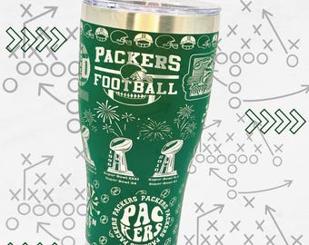 Personalized Green Bay Packers Tumbler: 30oz Laser Engraved Stainless Steel