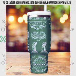 Personalized Eagles 2025 Super Bowl Champions 40oz Tumbler with Slate Coaster