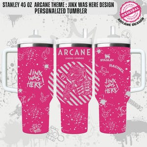 Personalized Arcane League of Legends Stanley Tumbler: Laser Engraved 40oz, Free Slate Coaster.