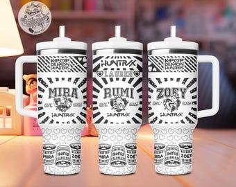 K-Pop Demon Hunter Engraved Tumbler, Personalized 40oz Stainless Steel, Free Coaster
