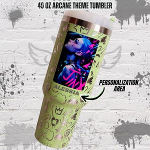 Personalized Arcane Tumbler: League of Legends Laser Engraved 40oz with Coaster