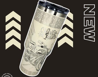 Personalized Motorcycle Laser Engraved 40oz Tumbler: Personalized Biker Gift