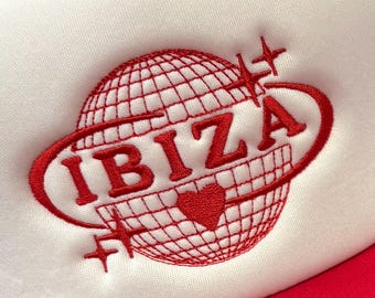 Gorra de vacaciones Ibiza Glitterball Cherries White Island Trucker Foam Cap