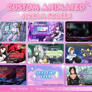Pacote de sobreposição de transmissão animada personalizada: telas do Twitch/YouTube