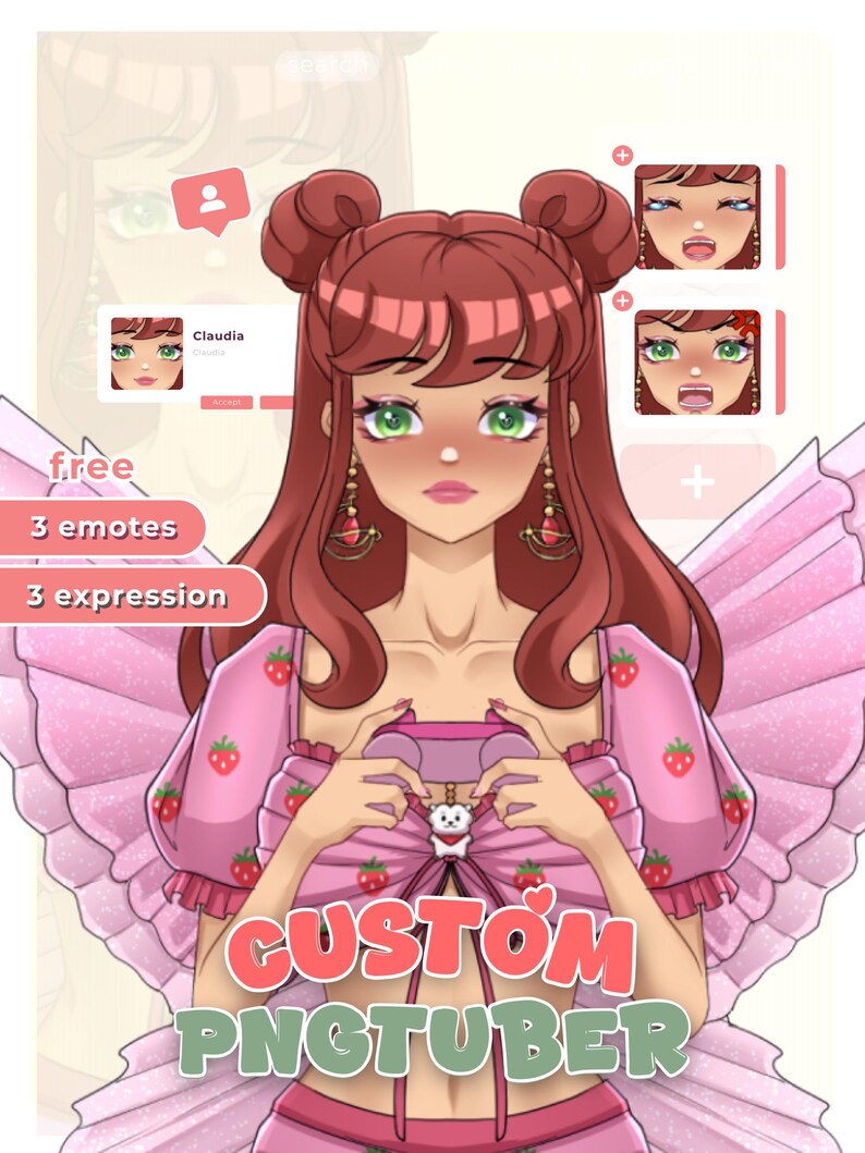 Custom Anime PNGtuber Model Commission, Streaming Avatar, Gift for VTuber image 8