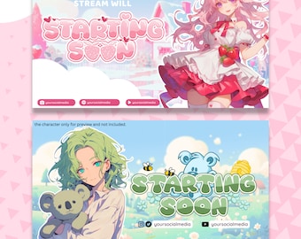 Custom Animated Stream Overlay Package: Twitch/YouTube Screens