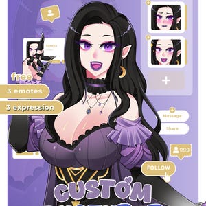 Custom Anime PNGtuber Model Commission, Streaming Avatar, Gift for VTuber image 6
