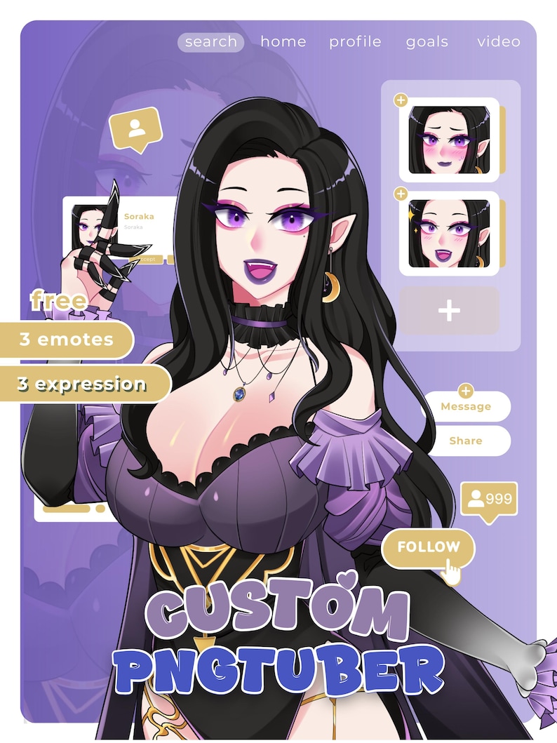 Custom Anime PNGtuber Model Commission, Streaming Avatar, Gift for VTuber image 6