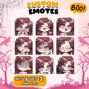 Custom Twitch Emotes, Animated Emotes, Vtuber & Kick Emotes in Cute Chibi Anime Style