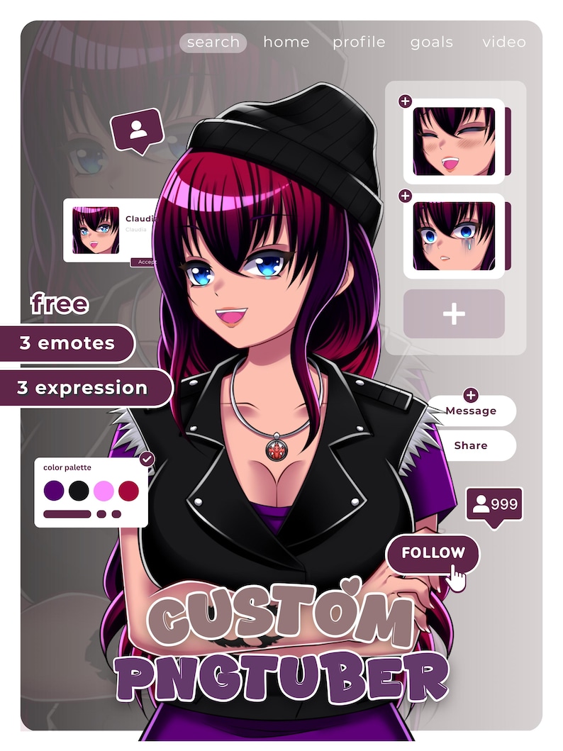 Custom Anime PNGtuber Model Commission, Streaming Avatar, Gift for VTuber image 7