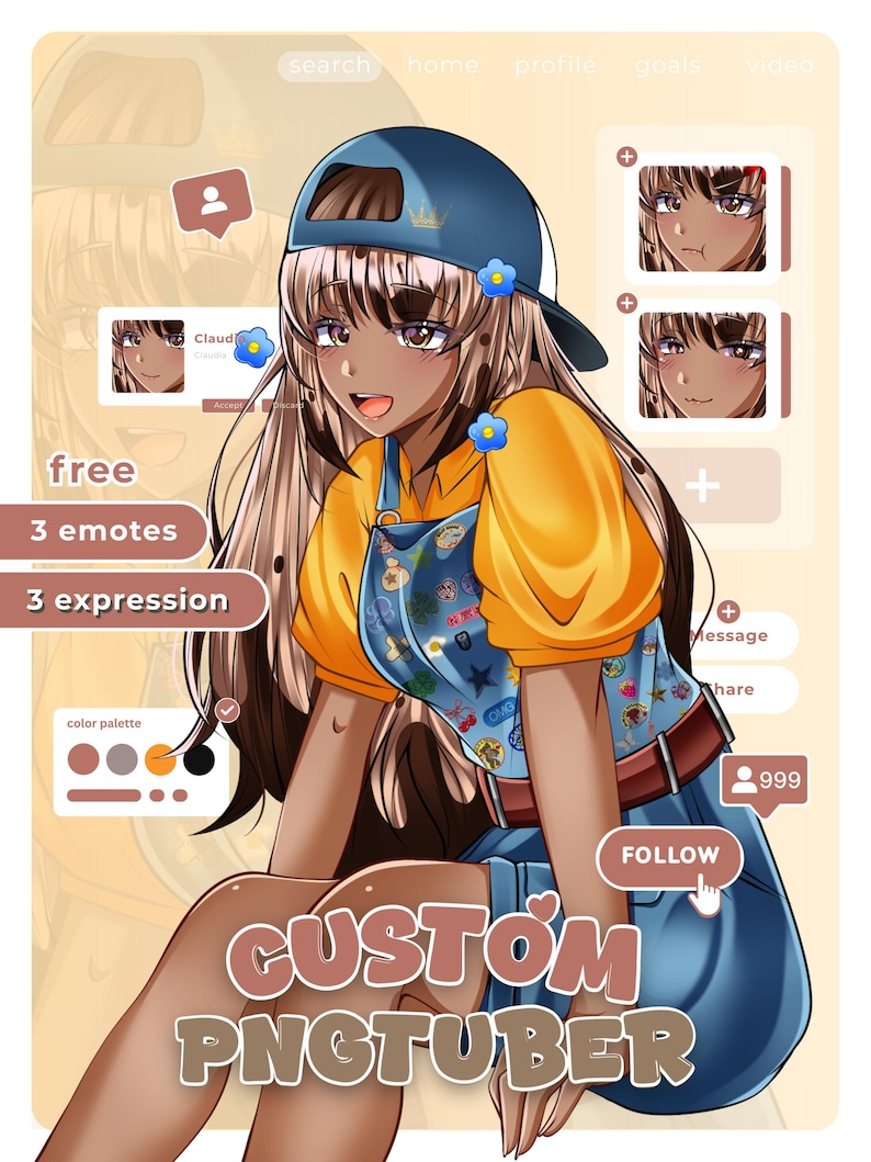 Custom Anime PNGtuber Model Commission, Streaming Avatar, Gift for VTuber image 10