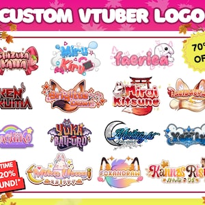 Logotipo de Vtuber personalizado / Logotipo de Vtuber / Logotipo de texto / Logotipo lindo / Logotipo kawaii / Logotipo PNGTuber / Logotipo de streamers / Logotipo personalizado / para Twitch