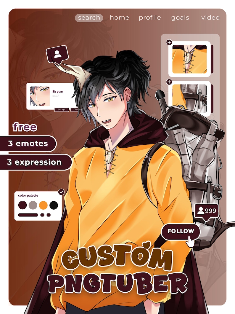Custom Anime PNGtuber Model Commission, Streaming Avatar, Gift for VTuber image 9