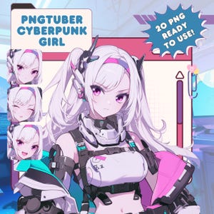 Pngtuber préfabriqué | Personnage PNG | Téléchargement PNG | PNG | Gratuit PNG | PNG | Cyberpunk Pngtuber | Fille PNG