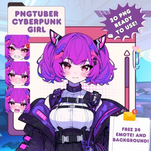 Pngtuber préfabriqué | Personnage PNG | Conception PNG | PNG | Live2d | modèle Live2d | PNG | Cyberpunk Pngtuber | Fille PNG