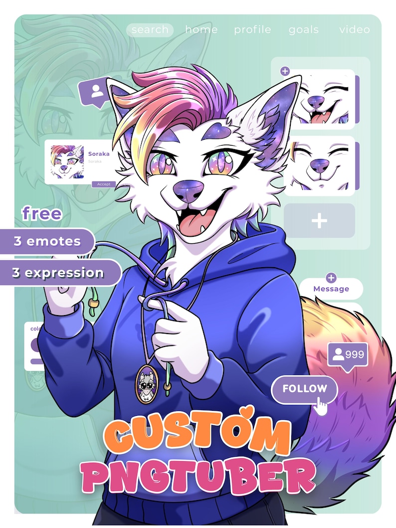 Custom Anime PNGtuber Model Commission, Streaming Avatar, Gift for VTuber image 4