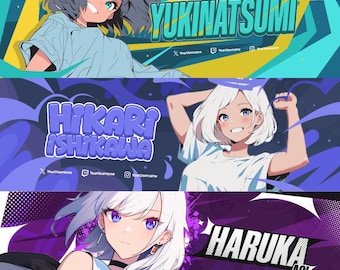 Custom Anime Twitch Banner Design: Vtuber Streamer Art