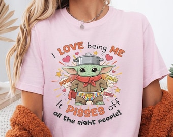 Sassy Grogu-parodie T-shirt | Grappig citaat, T-shirt met comfortkleuren