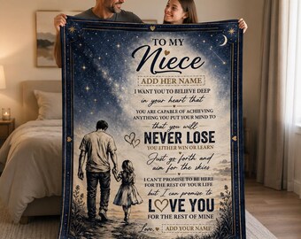 Personalisierte Fleecedecke für die Nichte, Sternennacht-Geschenk mit individuellem Namen von Onkel oder Tante