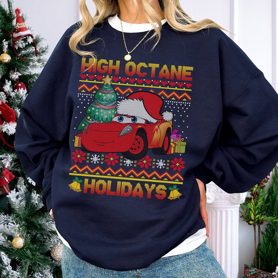 Pixar Cars Lightning Mcqueen Ugly Christmas Sweatshirt Cars Etsy