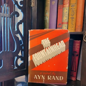 Vintage 1943 The Fountainhead de Ayn Rand, primeiro ano de impressão inicial, sobrecapa HC