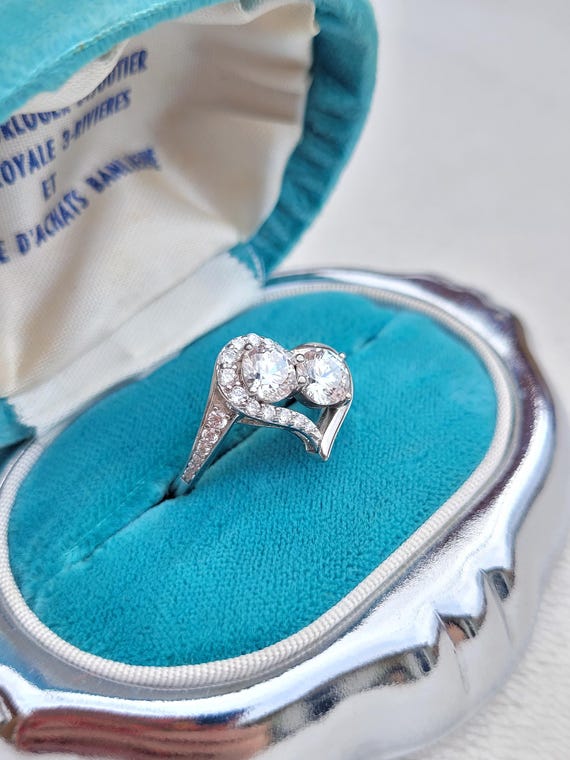 Vtg Sterling Silver Cubic Zirconia Heart Romantic Ring Sz 8 - Etsy