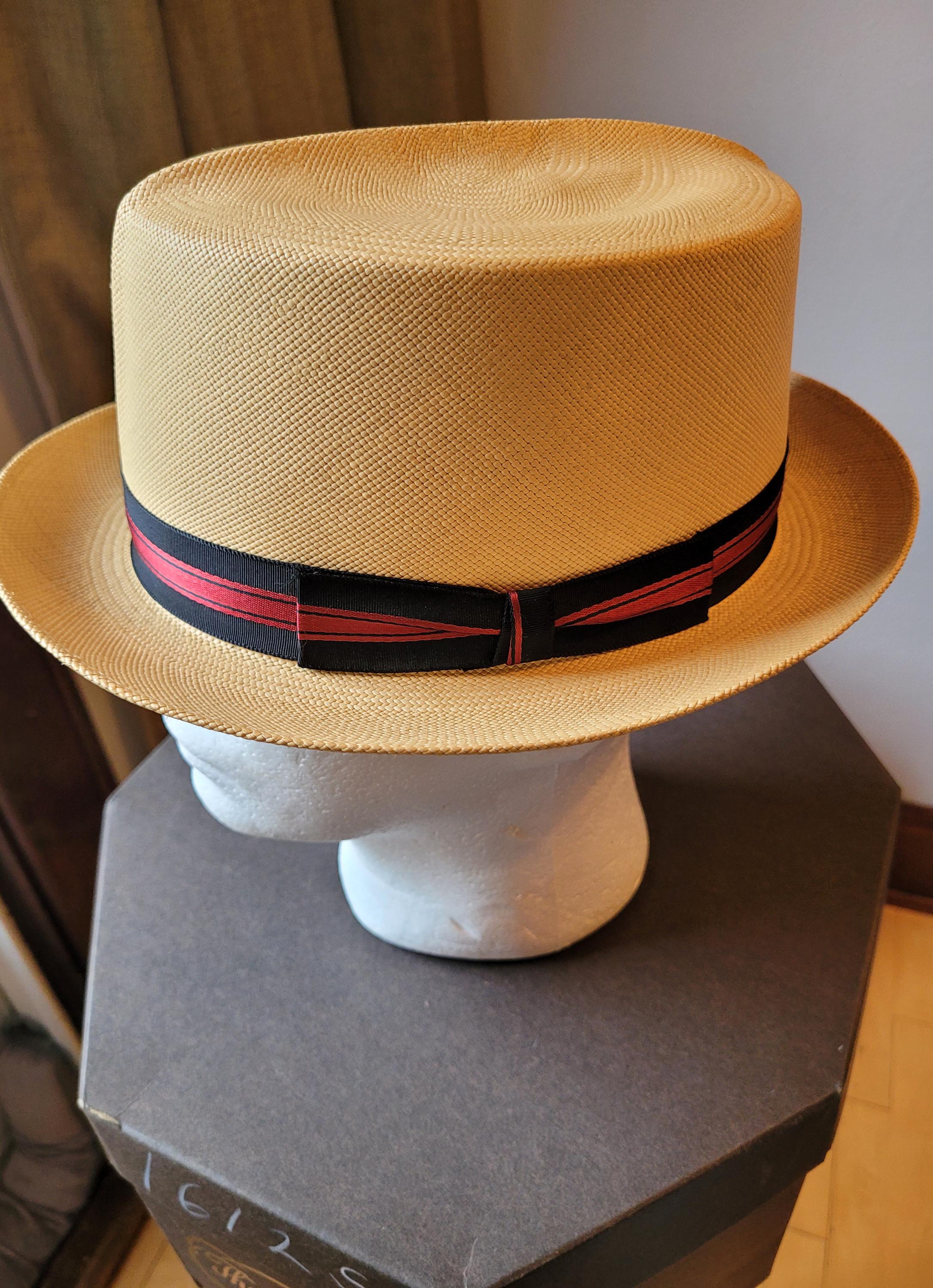 Vintage Cavanagh Hats of New York Straw Boater Hat Mens Size