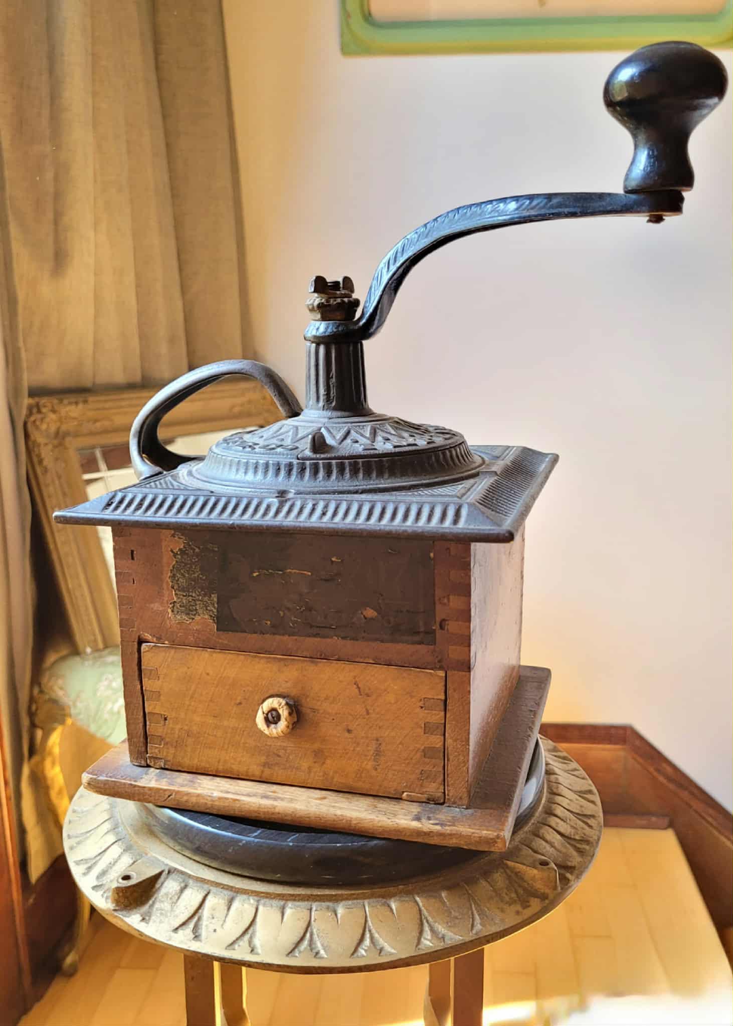 Rare 1890s Antique Cast Iron Top Coffee Grinder Imperial Arcade