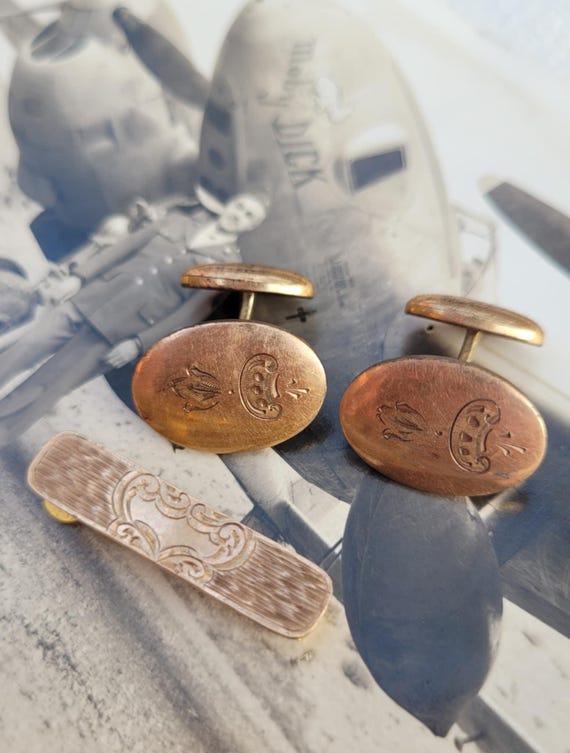Boutons De Manchette Plaqués Or - Vintage - Or - Bon état - Sans Marque