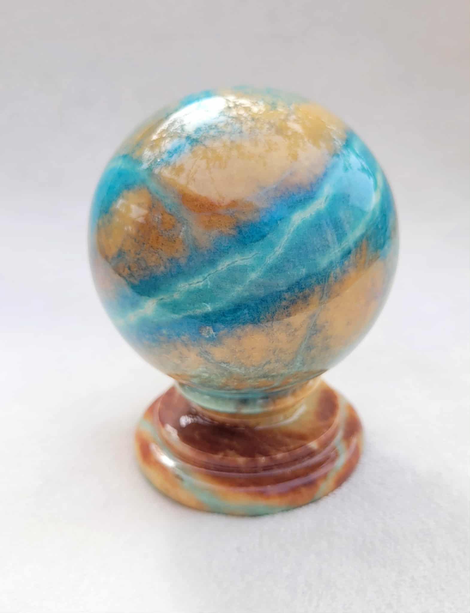 Vintage Ducceschi Genuine Italian Turquoise Blue Carved Alabaster