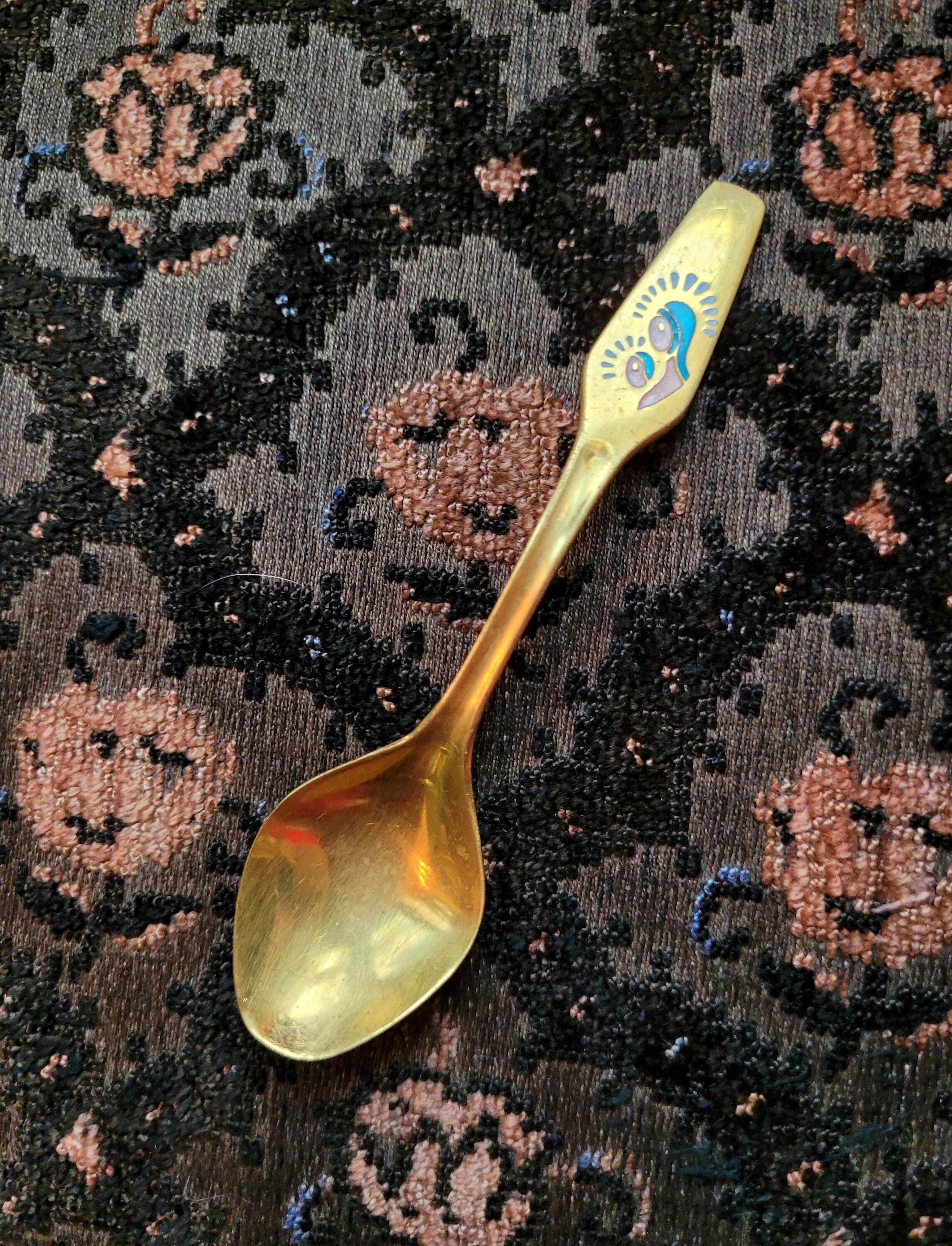 デミタススプーン ビンテージ メカ デンマーク MEKA スターリングシルバー Vintage 70s Meka Denmark Demitasse Enameled Gold Tone Spoon