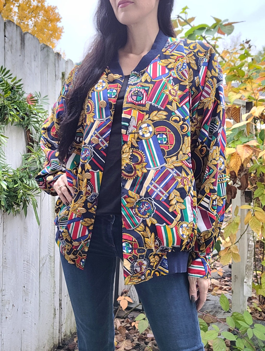 Vintage 90s Nautical Elisabeth Liz Claiborne Windbreaker Track