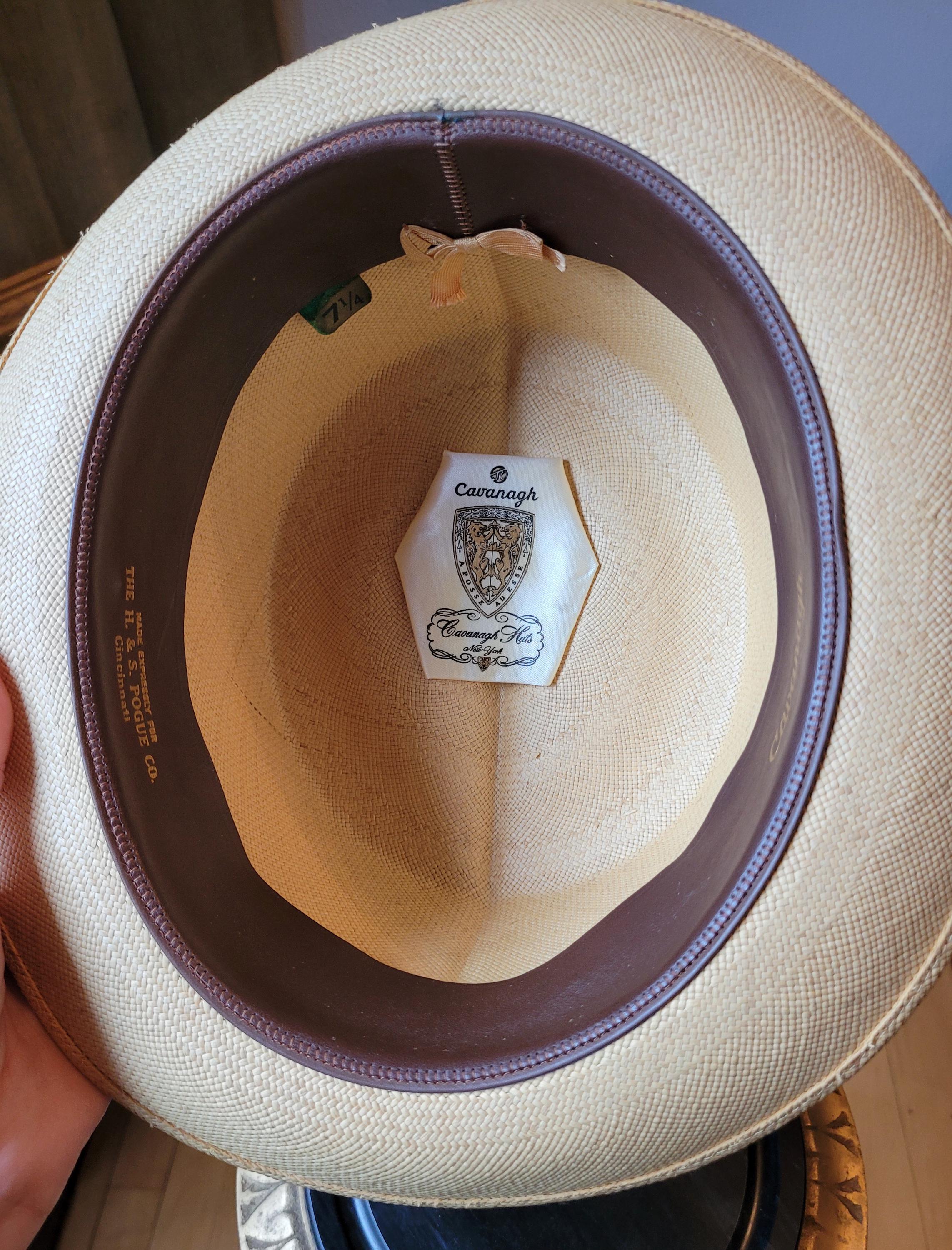 Vintage Cavanagh Hats of New York Straw Boater Hat Mens Size