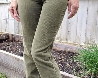 Pantalones de pana verde Calvin Klein estilo vintage de los años 70, talla XS para mujer.