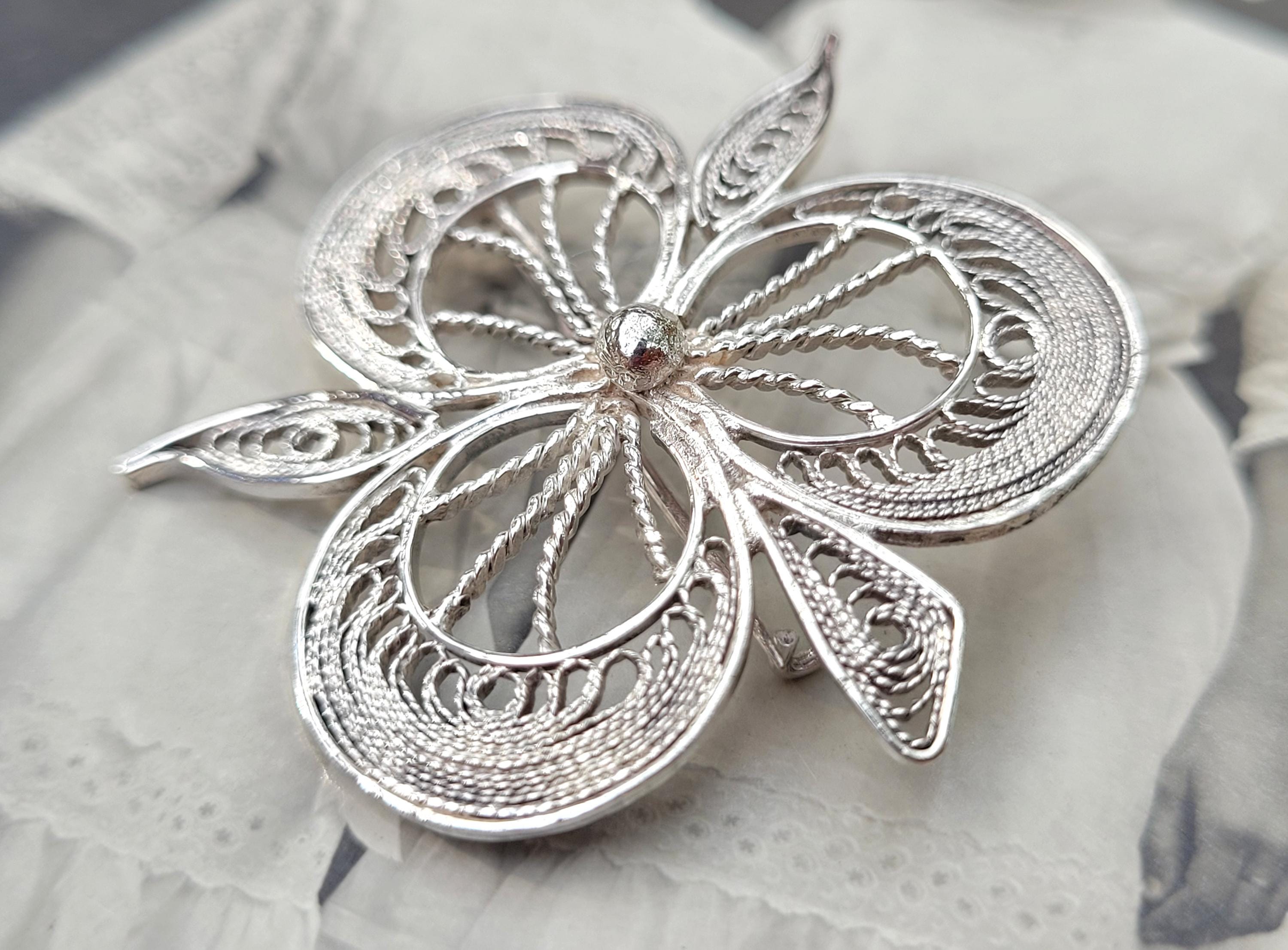 ヴィンテージ 40年代 スターリングシルバー カネティーユ フィリグリー