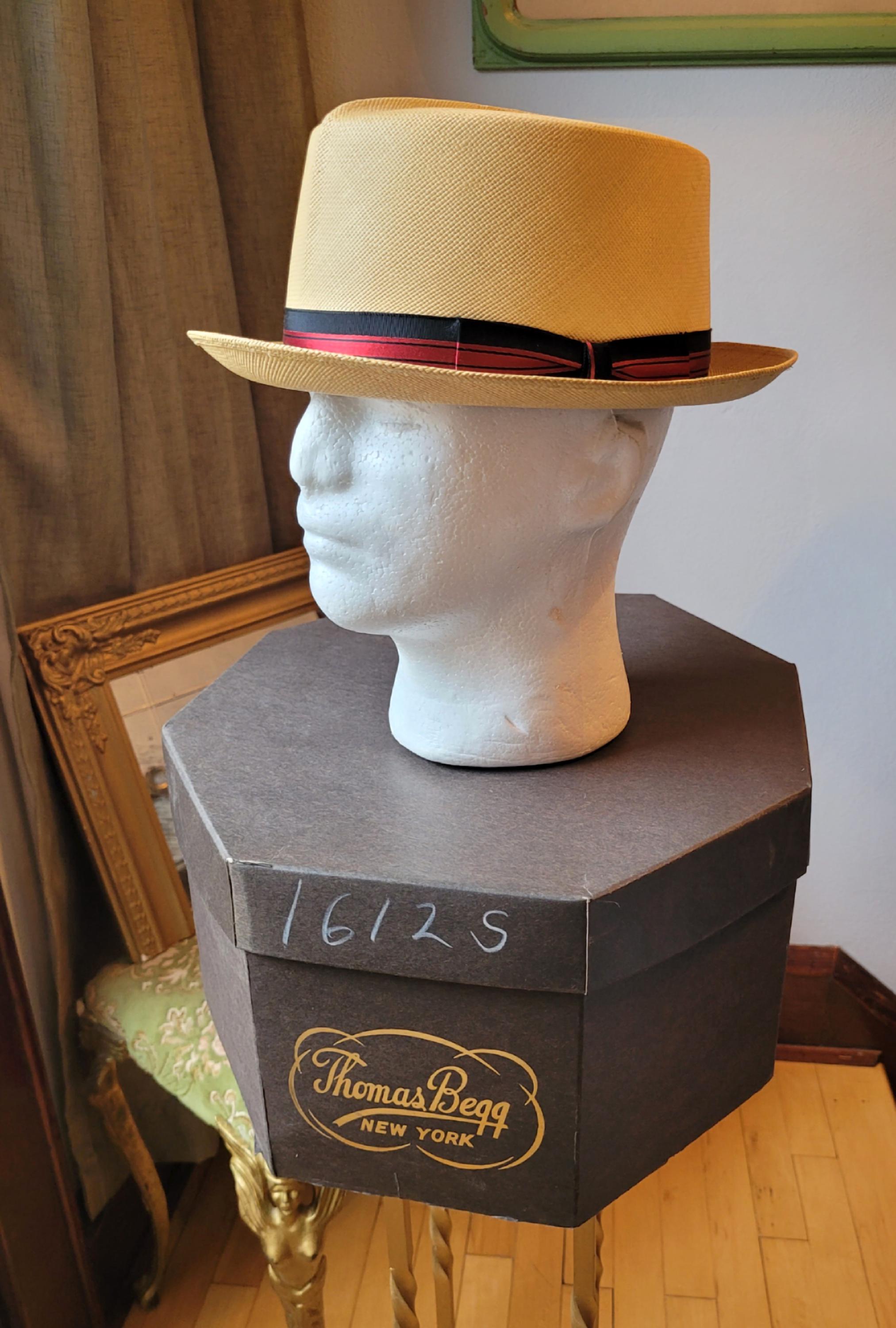 最適な価格 Straw York New of Hats Cavanagh Vintage Boater Size Mens Hat 帽子
