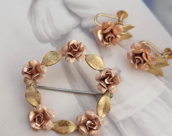 FOXEY ブローチ イヤリング リース セット ヴィンテージ クレメンツ 14K ローズ＆イエローゴールド オーバーレイ