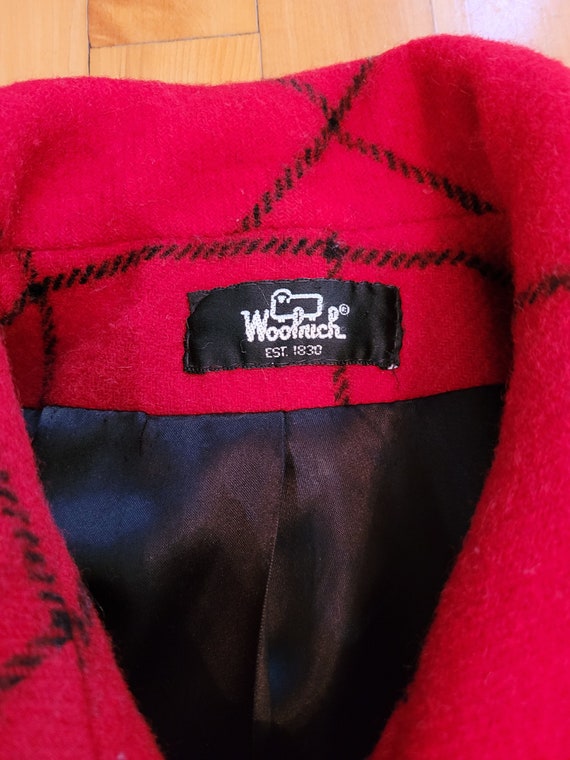Vtg WOOLRICH USA Red Plaid Long Wool Women's Peac… - image 8