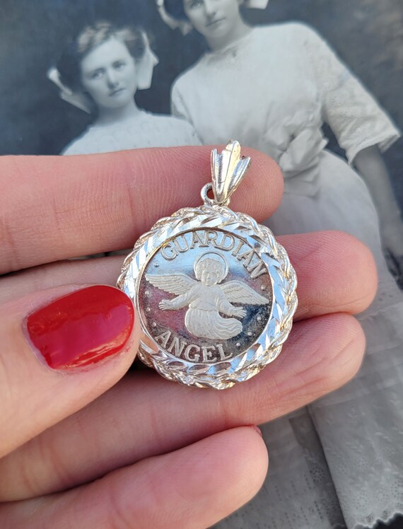 Vtg My Own Guardian Angel .999 Sterling Silver Be… - image 3