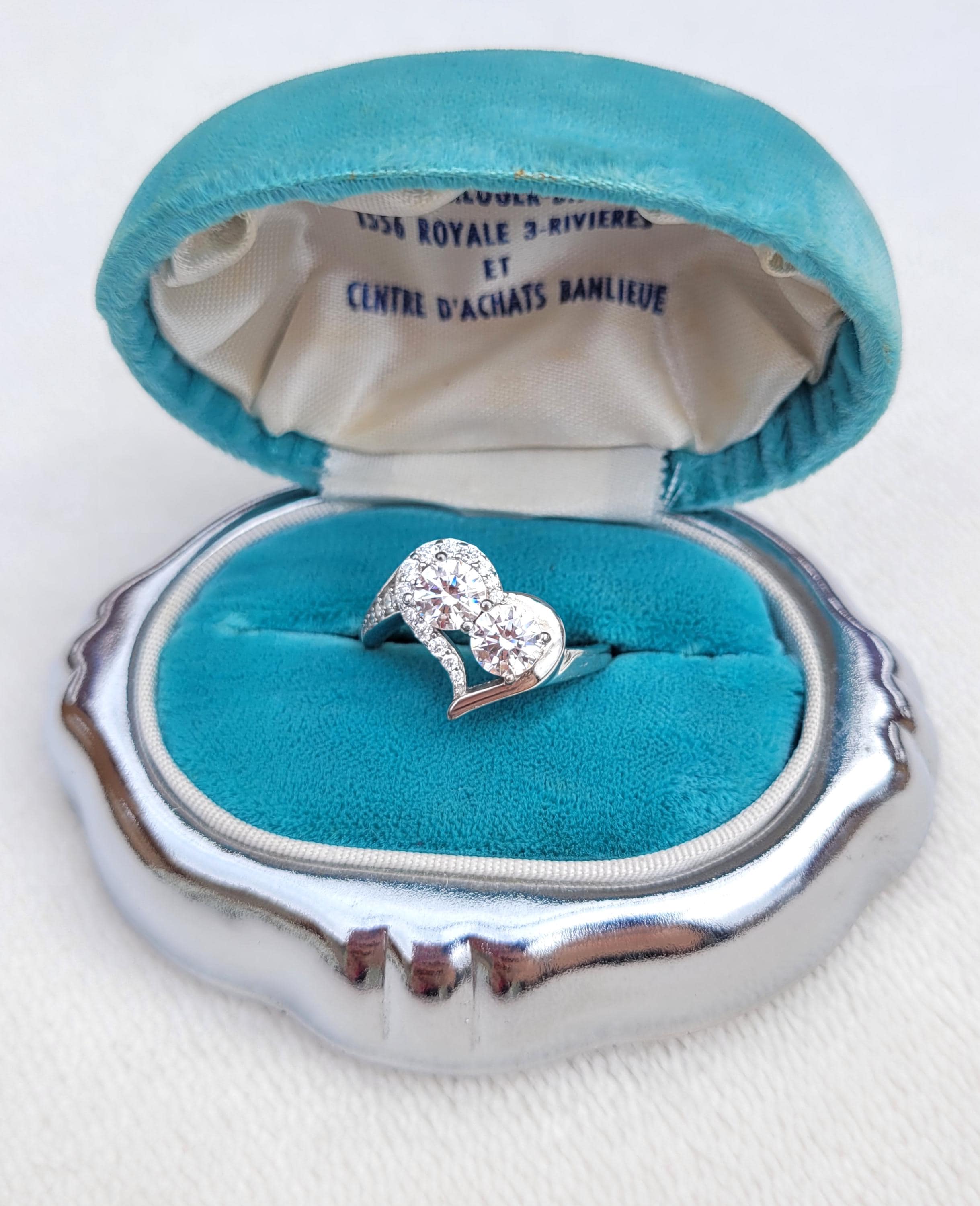 Vtg Sterling Silver Cubic Zirconia Heart Romantic Ring Sz 8 - Etsy