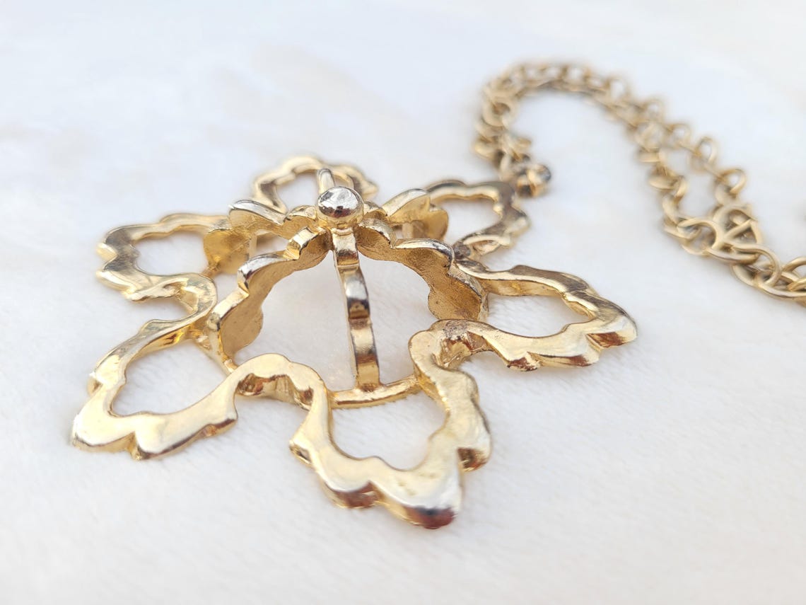 1970s Gold & Brown Pendant Necklace