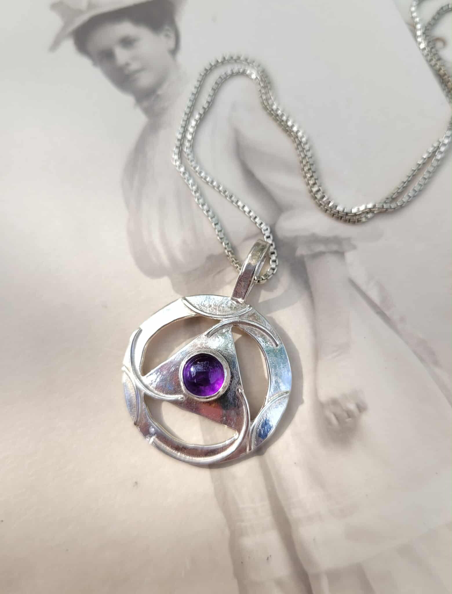 Purple Amethyst Sterling Silver Pendant Necklace AA Recovery