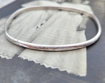 Vintage Sterling Silver Etched Bangle Bracelet Estate