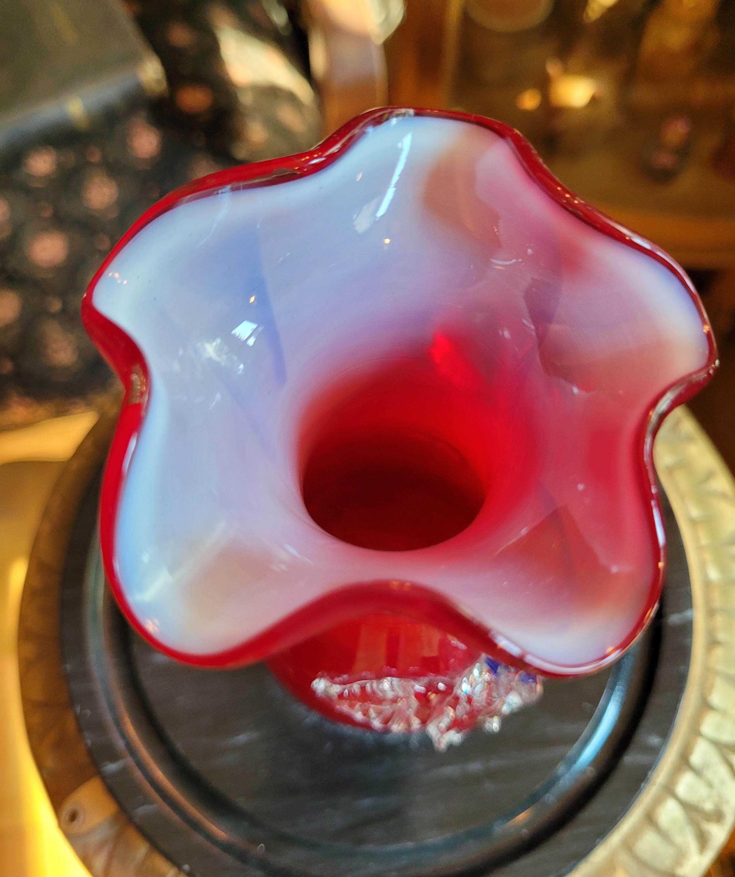 アンティーク スティーヴンス＆ウイリアムス 1890年頃 激レア エナメル 花瓶 アンティーク手吹きガラスのスティーブンス＆ウィリアムズ製レッド