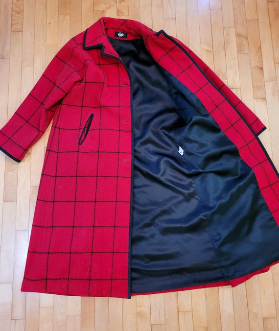 Vtg WOOLRICH USA Red Plaid Long Wool Women's Peac… - image 9