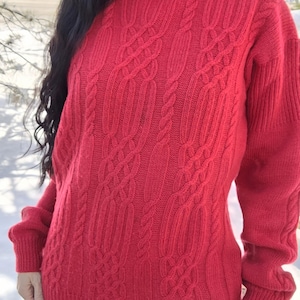 Vintage Christian DIOR Women's Red Cable Knit Pullover Sweater