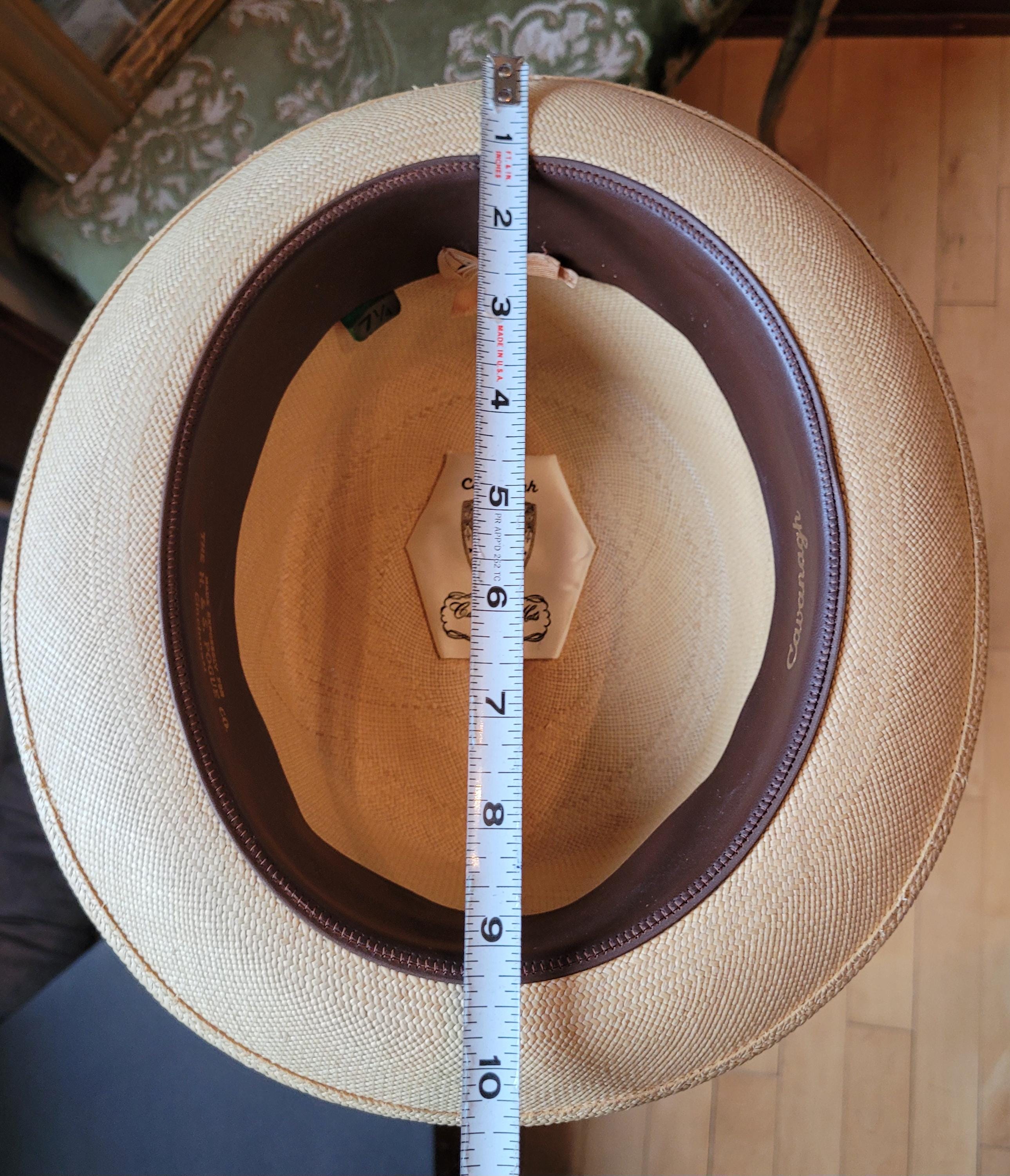 Vintage Cavanagh Of NYC Italian Straw Hat 7 Blue Striped