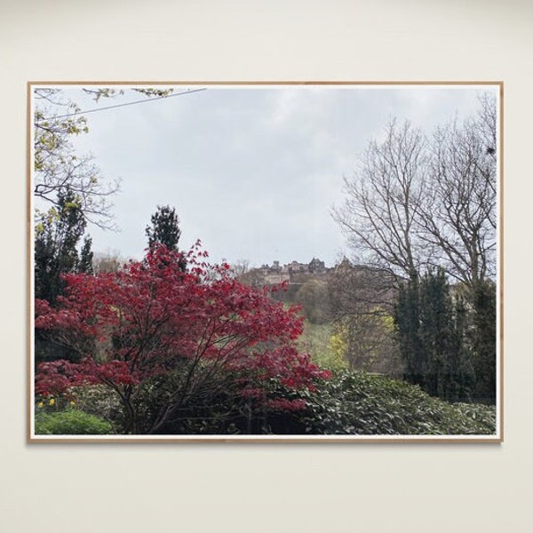 Digital Print Download | Edinburgh Castle, Princess Street Garden Photo | Home Decor | Wall Art | Scotland Travel | Printable | Landscape