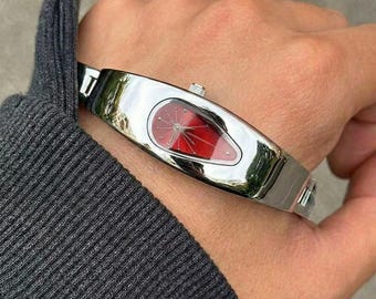 Y2K retro vintage watch,Minimalist stainless steel watch,Fashion Design Quartz Watch,Waterproof, delicate,Personalized gift,Gothic watch
